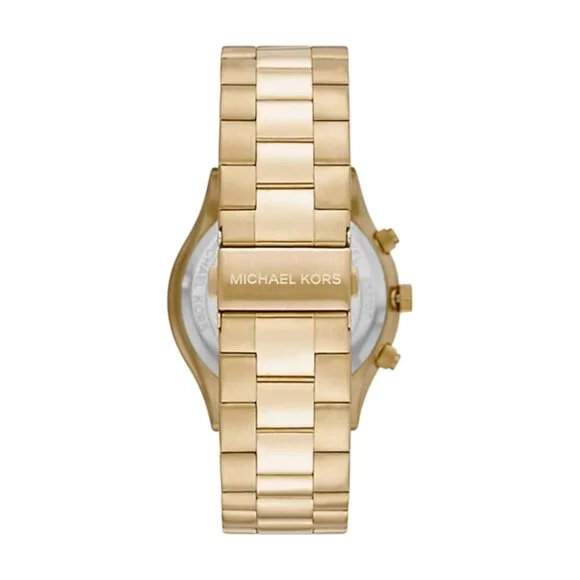 NWT Michael Kors Slim Runway Gold-Tone Chronograph Watch display picture 3